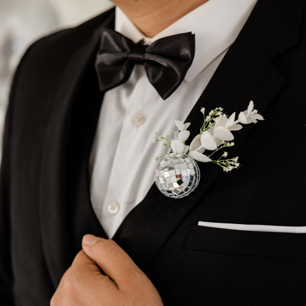 man in dry cleaned tuxedo